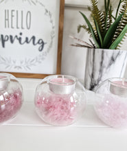 Load image into Gallery viewer, Ombre Feather Filled Glass Candle Holders