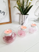 Load image into Gallery viewer, Ombre Feather Filled Glass Candle Holders