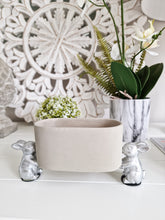 Load image into Gallery viewer, Silver Bunny Held Grey Cement Pot