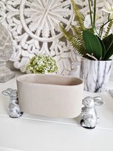 Load image into Gallery viewer, Silver Bunny Held Grey Cement Pot