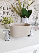 Load image into Gallery viewer, Silver Bunny Held Grey Cement Pot