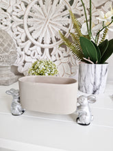 Load image into Gallery viewer, Silver Bunny Held Grey Cement Pot