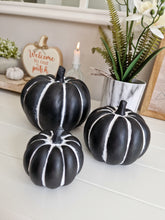 Load image into Gallery viewer, Black & White Rustic Cement Pumpkin
