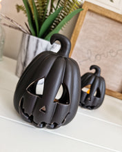 Load image into Gallery viewer, Matt Black Carved Pumpkin Shaped Candle Holder