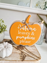 Load image into Gallery viewer, Autumn Leaves &... Orange Pumpkin Shaped Block