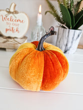 Load image into Gallery viewer, Orange Velvet Autumnal Short Faux Pumpkin
