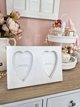 Load image into Gallery viewer, White Natural Wood Double Heart Photo Frame