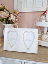 Load image into Gallery viewer, White Natural Wood Double Heart Photo Frame