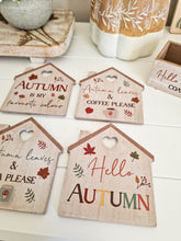 Load image into Gallery viewer, Cosy Autumn House Shaped Heart Detail Coaster