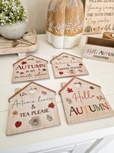 Load image into Gallery viewer, Cosy Autumn House Shaped Heart Detail Coaster