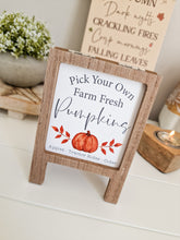 Load image into Gallery viewer, Autumnal Pumpkin Mini Decorative Sign Stand