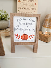 Load image into Gallery viewer, Autumnal Pumpkin Mini Decorative Sign Stand