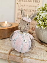 Load image into Gallery viewer, Rustic Pink Miniature Dangly Legged Sitting Pumpkin Bunny