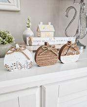 Load image into Gallery viewer, White & Wood Toned Miniature Pumpkin Figures - Set 3