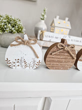 Load image into Gallery viewer, White & Wood Toned Miniature Pumpkin Figures - Set 3