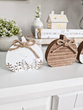 Load image into Gallery viewer, White & Wood Toned Miniature Pumpkin Figures - Set 3