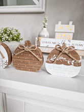 Load image into Gallery viewer, White & Wood Toned Miniature Pumpkin Figures - Set 3