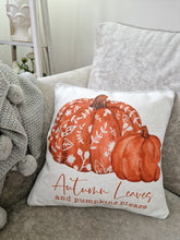 Load image into Gallery viewer, Autumn Leaves & Pumpkins Please Cushion