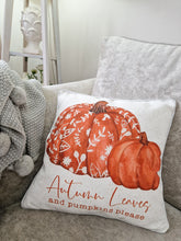 Load image into Gallery viewer, Autumn Leaves & Pumpkins Please Cushion