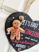 Load image into Gallery viewer, Heart Shaped Slate 3D Gingerbread Plaque