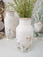 Load image into Gallery viewer, Wild Neutral Toned Floral Ivory Ceramic Rustic Vase