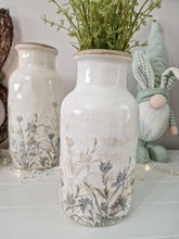 Load image into Gallery viewer, Wild Neutral Toned Floral Ivory Ceramic Rustic Vase