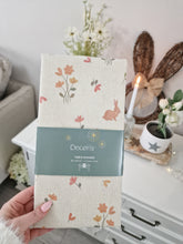 Load image into Gallery viewer, Spring Floral & Bunny Pink Printed Cream Cotton Table Runner