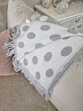 Load image into Gallery viewer, Retreat Home Soft Dove Grey Woven Fringe Polka Dot Throw