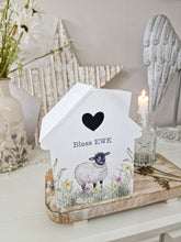 Load image into Gallery viewer, Bless Ewe Sheep Floral White Wooden Tissue Box