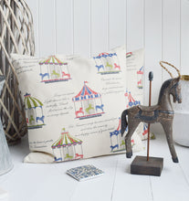 Load image into Gallery viewer, Vintage Style Linen Mix Feather Filled Carousel Cushion