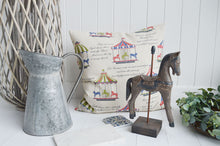 Load image into Gallery viewer, Vintage Style Linen Mix Feather Filled Carousel Cushion