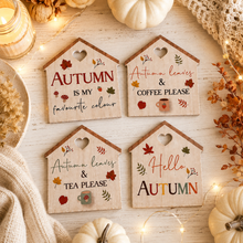 Load image into Gallery viewer, Cosy Autumn House Shaped Heart Detail Coaster