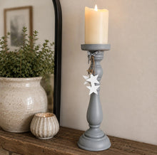 Load image into Gallery viewer, Dove Grey Candlestick With White Stars