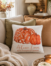 Load image into Gallery viewer, Autumn Leaves & Pumpkins Please Cushion
