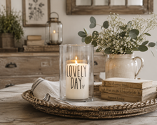 Load image into Gallery viewer, Clear Glass Hurricane With Black Heart Design