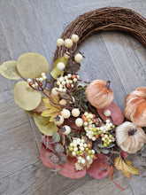 Load image into Gallery viewer, Rustic Autumnal Foliage Pumpkin Seasonal Decorative Willow Wreath