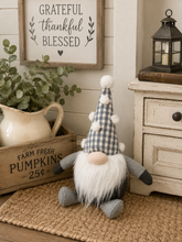 Load image into Gallery viewer, Grey Gingham Gonk Doorstop