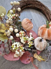 Load image into Gallery viewer, Rustic Autumnal Foliage Pumpkin Seasonal Decorative Willow Wreath