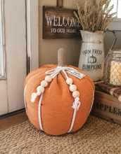 Load image into Gallery viewer, 'Hello Pumpkin' Orange Pumpkin Fabric Doorstop