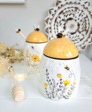 Load image into Gallery viewer, Yellow Bee Honey Pot With Drizzle Stick