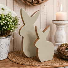 Load image into Gallery viewer, Glossy Dark Taupe Natural Wood Bunny Figure