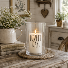 Load image into Gallery viewer, Clear Glass Hurricane With Black Heart Design