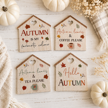 Load image into Gallery viewer, Cosy Autumn House Shaped Heart Detail Coaster