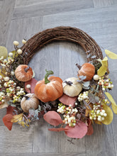 Load image into Gallery viewer, Rustic Autumnal Foliage Pumpkin Seasonal Decorative Willow Wreath