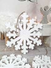 Load image into Gallery viewer, Natural Wood White Hand Carved Hanging Snowflake - 3 Styles