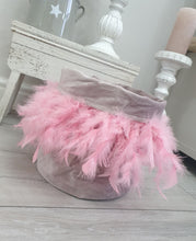 Load image into Gallery viewer, Blush Pink Velvet Storage Bag With Feather Band