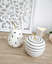 Load image into Gallery viewer, Cream Ceramic Dotty Pear Or Stripey Apple Figure