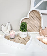 Load image into Gallery viewer, Natural T&G Heart Shaped Tray With White Trim