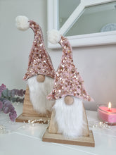Load image into Gallery viewer, Pink Sequin Standing Wooden Gonk
