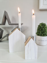 Load image into Gallery viewer, White House Shaped Wooden Tapered Candle Holder